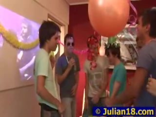 Boy adolescent Julian Having His 18th Birthday Party