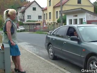 Hitchhiking old granny and fellow