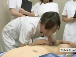 Subtitled CFNM Japanese surgeon Nurses Blowjob Seminar
