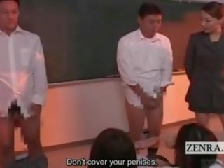 Със субтитри облечена жена гол мъж bottomless япония студенти училище подигравателен