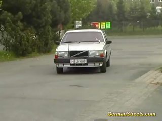 Blonde German is fucked in car washing