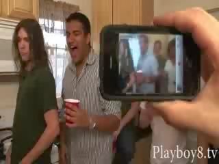 Bunch of lascivious girls playing beer pong game and group sex movie